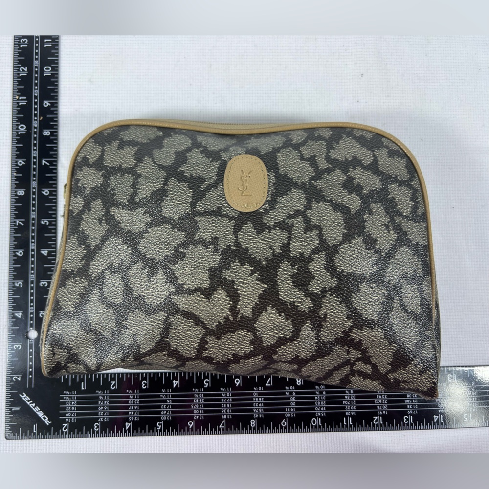 7037: Vintage Yves Saint Laurent YSL Monogram Zip Pouch Clutch - Picture 9 of 9